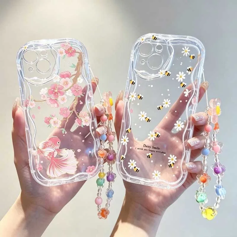 Étui avec dragonne motif abeil - Cute Cartoon Wrist Strap Silicone Case avis et prix