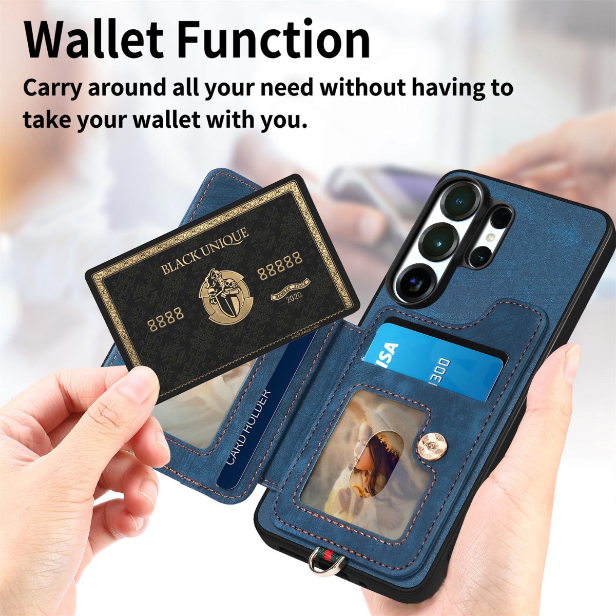 Étui de téléphone pour Samsung - Leather Wallet Card Holder Phone Cover avis et prix