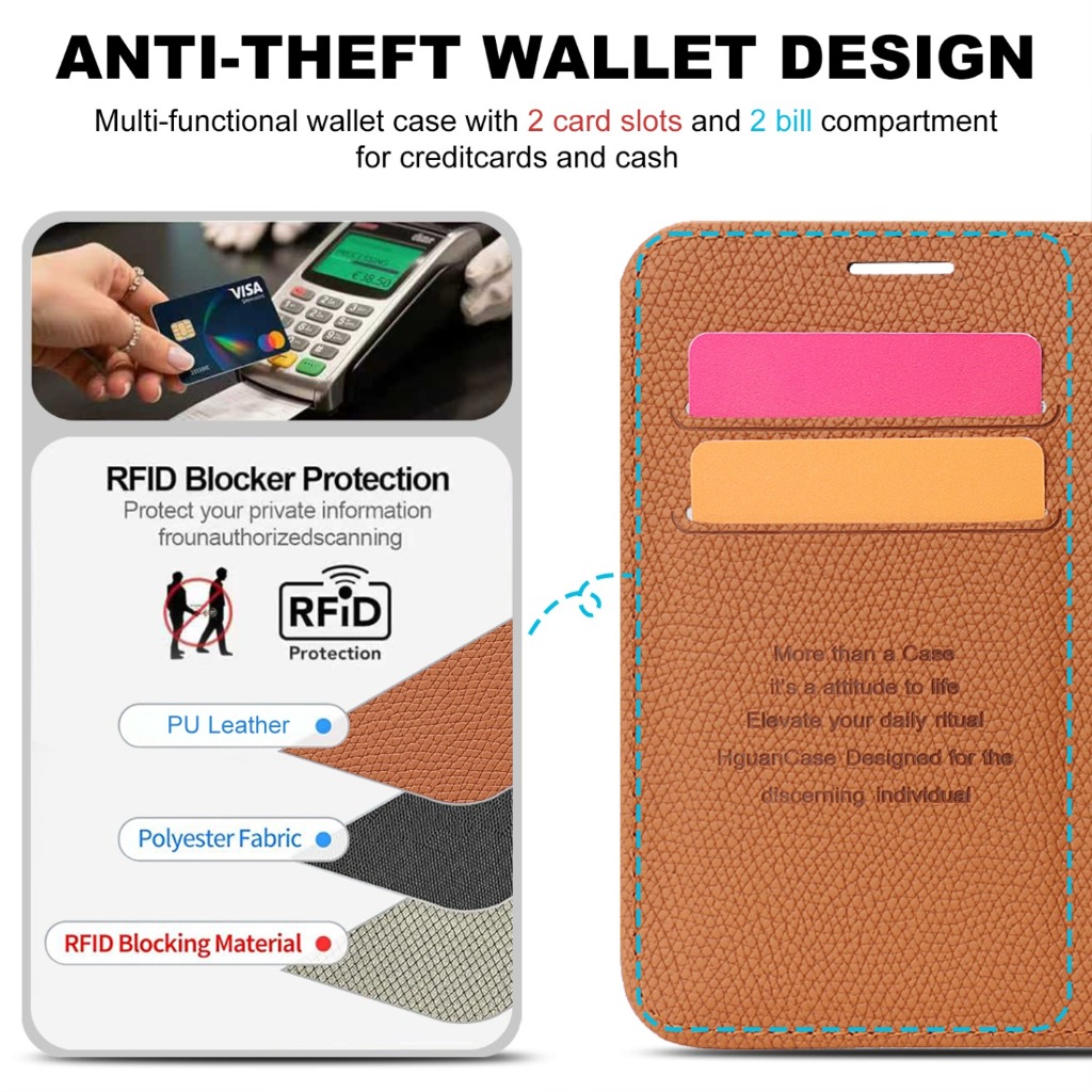 Étui portefeuille 2 en 1 avec  - Leather Wallet Card Holder Phone Cover avis et prix